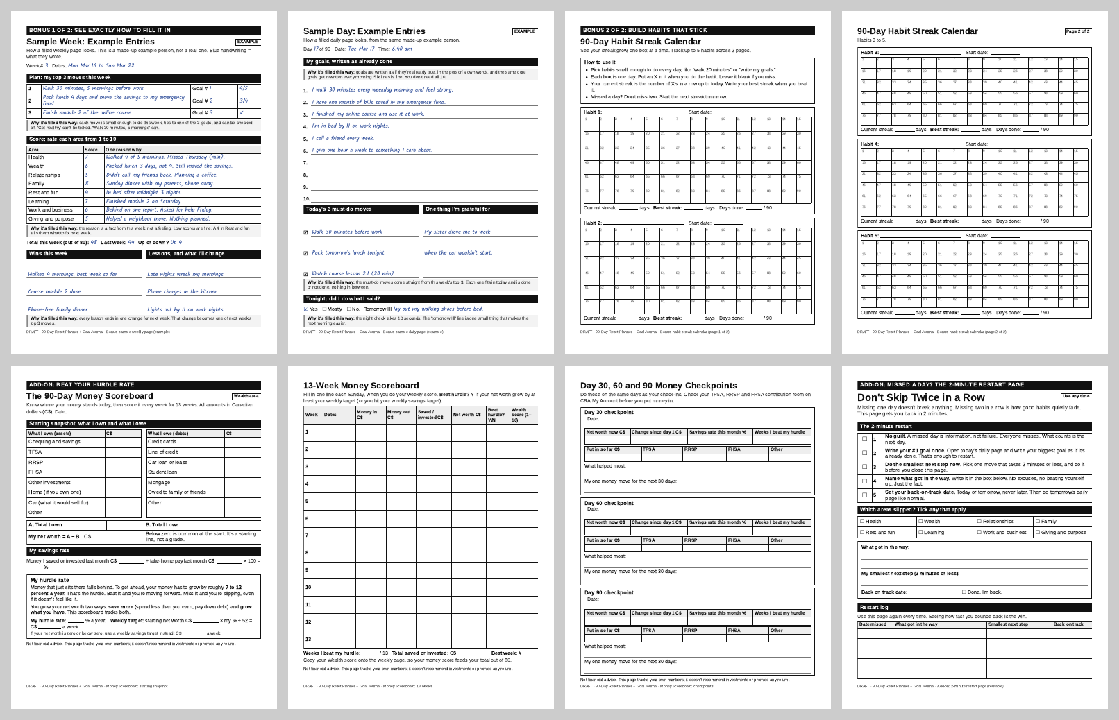 Preview of the Reset bonus pages